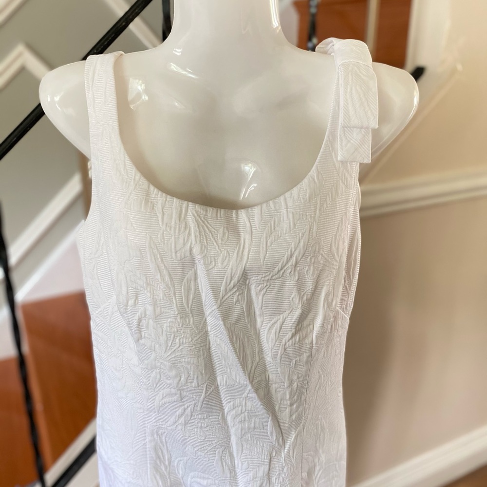 Talbots WHITE BOW DETAIL SHIFT DRESS - Picture 7 of 13